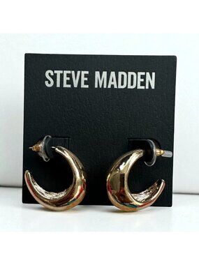 STEVE MADDEN Gold Tone Rounded Hoops Earrings NEW NWT